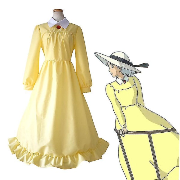 Snabb leverans Sophie Costume Anime Howl's Moving Castle Character Cosplay Yellow Dress Co