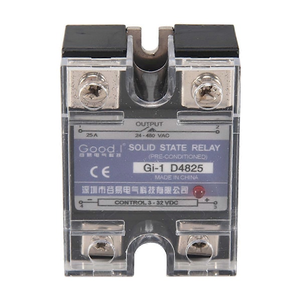 SSR 25A 3-32V DC Till 24-480V AC Enfas Solid State Relä DC Kontroll AC MGR-1 D4825 Lastspänning