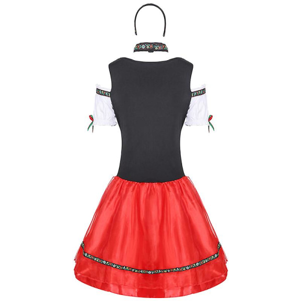 Klassisk bayersk Oktoberfest kostym Karneval Beerfest Krogklubbar Wench Cosplay Fancy festklänning Halloween Black L