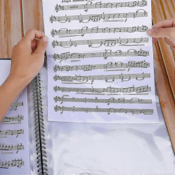 Musikmappe til noder under spil A4-størrelse papirdokumentholder opbevaring 30 lommer nodeskrift p2