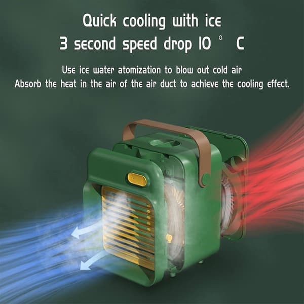 Køleventilator vandkøling lille ventilator lille aircondition ventilator plug-in bordventilator Green