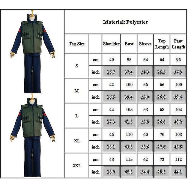 Cosplay Festdräkt Naruto Anime Hatake Kakashi Väst Jacka+toppar+byxor Set Outfits Set Vuxna Presenter 2XL