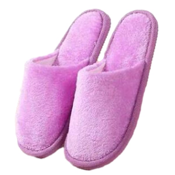 Candys färgglada bomullstofflor förtjockade varma skor som andas för hemmabruk Purple 44