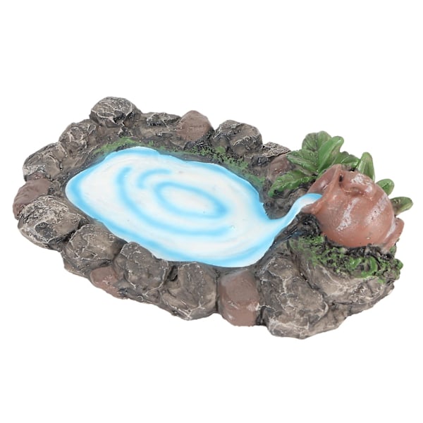 Fairy Garden Rock Pond 16,5 cm Lång Handmålad Livslik Tålig Resin Miniatyrdamm för Hus Utomhusdekoration
