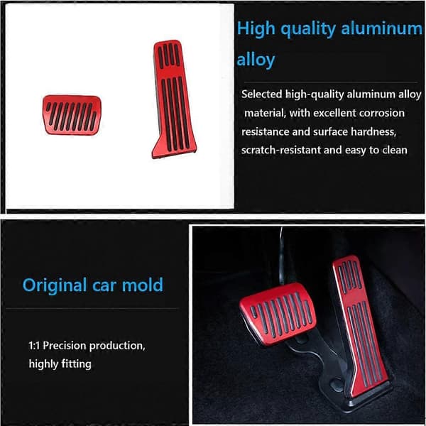 Aluminiumslegering Accelerator Pedal Covers uden boring, Bremsefodpedaler 2 stk. (Rød) til Mazda 2 3