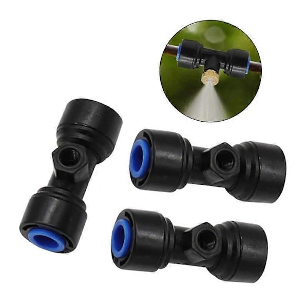 10 stk 065cm 1/4 tommers tåkenøkkel T-stykker tilkoblinger for utendørs kjøling terrasse tåkesystem dyser gjenger Q84D