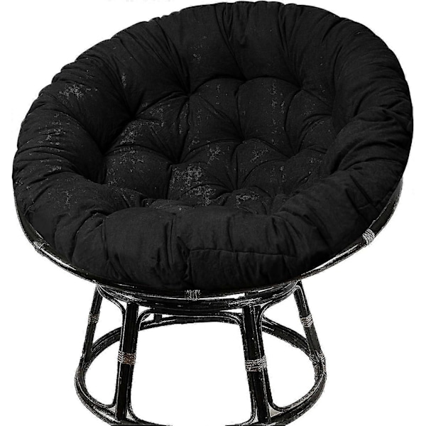 Papasan Stolhynde, Tuftet Tyk Papasan Hynde, Dobbelt Papasan Hynde med 8 Skridsikre Bånd (1 stk. sæt) (Sort)