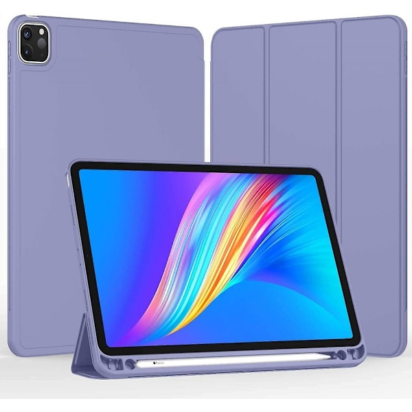 iPad Pro 12.9 in 5. generation / 4. generation (2021 og 2020) Kompatibel Smart Sleep-funktion Penholder PU Læderbelagt Premium Tablet Cover (Mørkegrå)