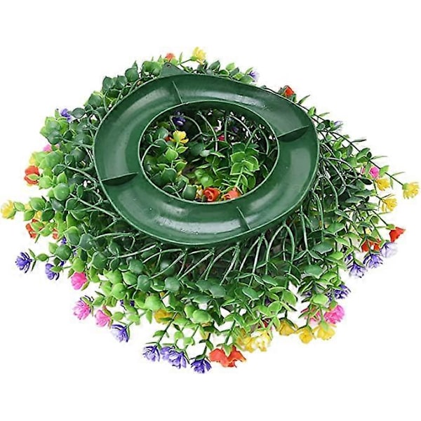 Blomsterkrans, 35 cm Vårkrans med Gröna Blad och Blommor, Gårdskrans för Ytterdörr Blomsterkrans Heminredning Daisy Dekor