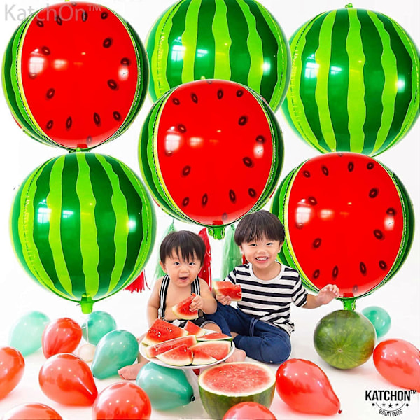 Store, 56 cm Vannmelon Ballonger - Pakke med 6 | Vannmelon Ballong for One In A Melon Festdekorasjoner | Vannmelon Festutstyr | Vannmelon Bursdag