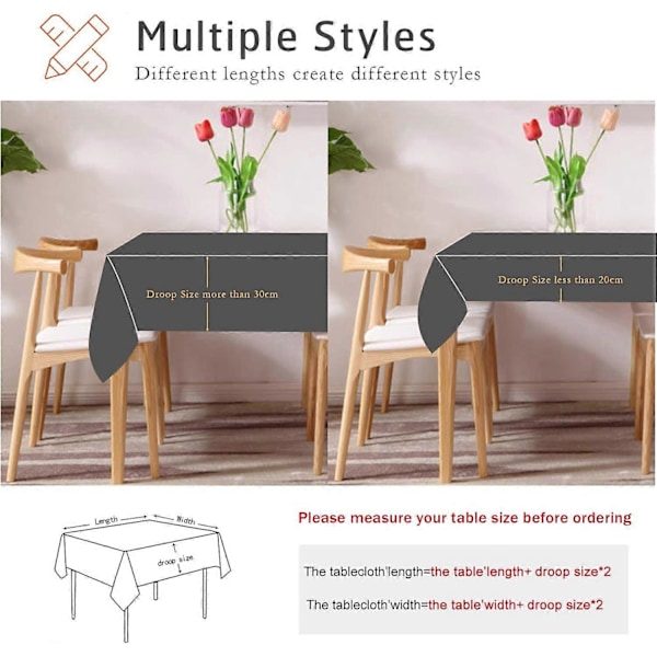 Rektangulær Duk Vanntett Flekkbestandig Duk Elegant Lettstelt for Innendørs og Utendørs Dekorasjon 140*180cm
