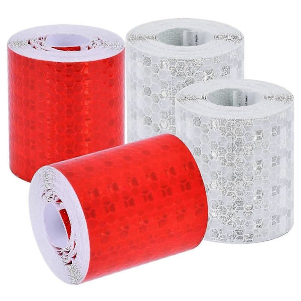 4 ruller reflekterende tape, 5 ruller gigantisk 3M højstyrke reflekterende tape sikkerhed vandtæt tape (rød, hvid)