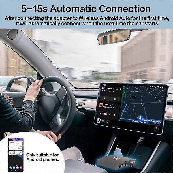 Trådlös Android Auto-adapter för fabriksmonterade trådbundna Android Auto-bilar WiFi Plug & Play Trådlös Android