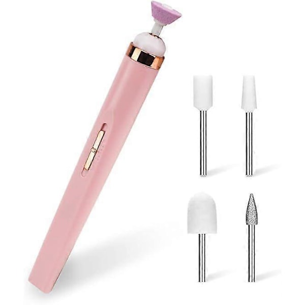 Elektrisk nagelfil med positiva och negativa 4 hastigheter, nagelbandsputsare, batteridriven manikyrset och pedikyrverktyg (Rosa)