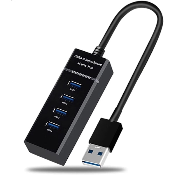 USB-keskitinsovitin, 4 porttia USB 3.0 -jakaja Datakeskitinsovitin Supernopea Yhteensopiva Windows XP/Vista/7/8/10 -käyttöjärjestelmille (0,3 m jatkojohto)