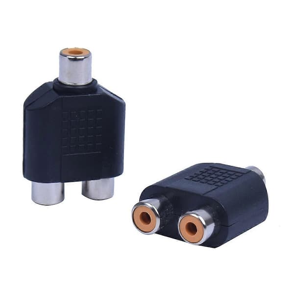 2 stk. RCA AV splitter Y-adapter 1 hun til 2 hun, sort
