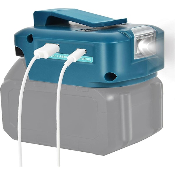 Batteriadapter til Makita 14,4 V til 20 V, Batteri med USB & Type-C Telefonoplader, Konverter til Makita med Trådløs DC-port