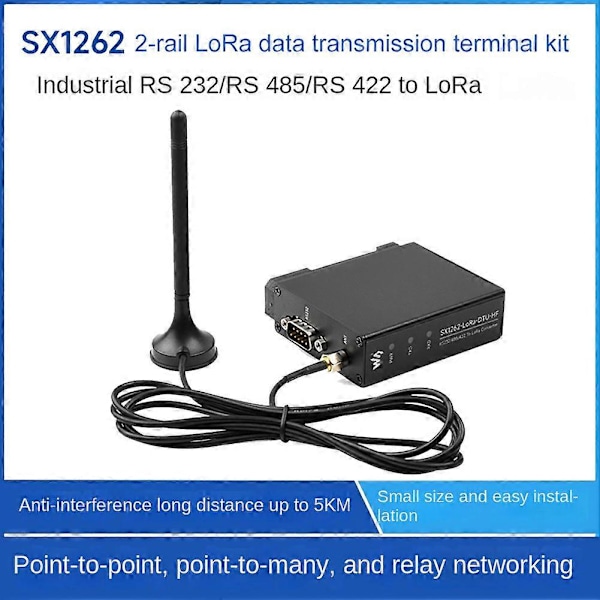 Waveshare SX1262-LoRa-DTU-HF 850-930MHz DIN-skena LoRa Dataöverföringsterminal DTU RS232/RS485/R