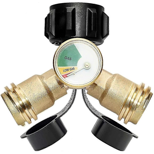 Barsinfi Splitter, Propantank Y-delareadapter, Med Instrument, 2-vägs Lpg-adapter T-koppling