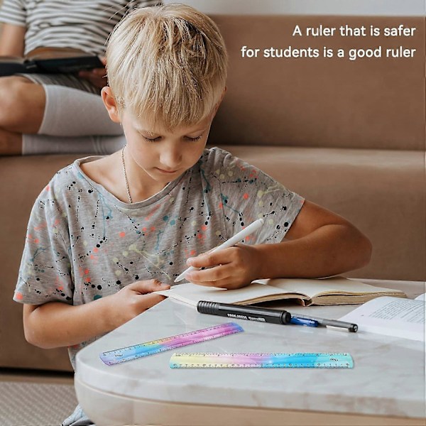 Set med 2 linjaler 30 cm Flexibel linjal Mjuk linjal Plast Färgglad linjal Set för studenter Rak kant linjal för barn och vuxna Studenter Skola C