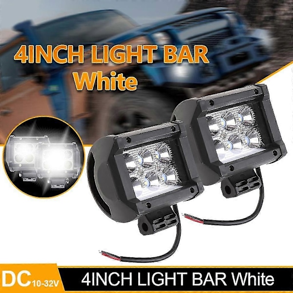 2x Offroad LED-lysstang 18W Kvadratisk LED arbeidslys for bil lastebil båt 4\" Spotlight