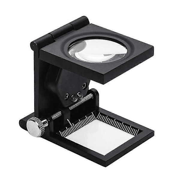 10X Vikbar Förstoringsglas med 2 LED-lampor, Skalmätare och Pekstift