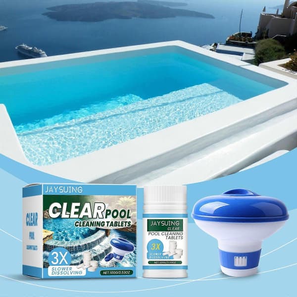Klor tabletter til swimmingpool, 100g klor tabletter til boblebad med flydende klor tablet dispenser til swimmingpool, soppebassin, spa, badekar 2 Box