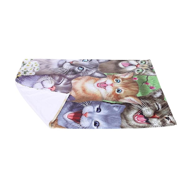 Mjuk Varm Hundmatta med Sött Kattmönster, Luftkonditioneringsfilt för Valpar, Djurkudde (150*200cm)