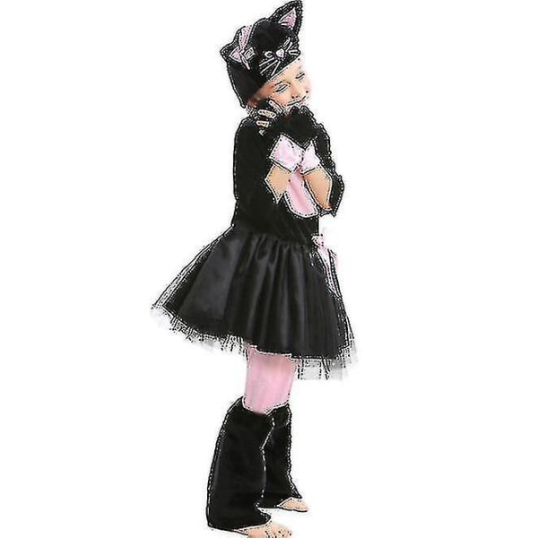 Snabb frakt Kostym För Tjej Rosa Svart Katt Klänning Kostym Halloween Carnival Party Mardi Gras Cosplay Hög kvalitet 120-130CM