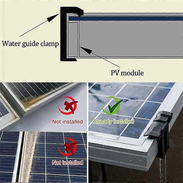 16 stk. 35 mm Solcellepanel Vannavløpsklips, PV-modulklips for Vannavløp Fotovoltaisk Panel Vann