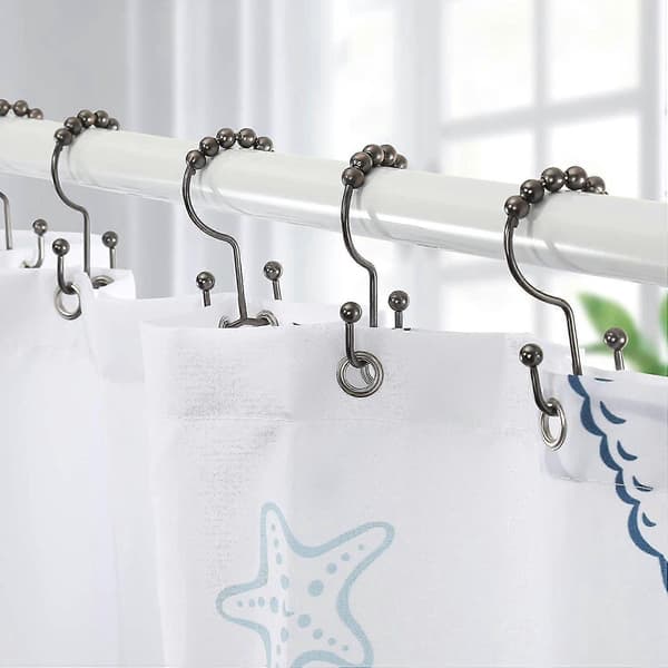 12 st Duschdraperiringar i rostfritt stål Duschkrokar för draperier