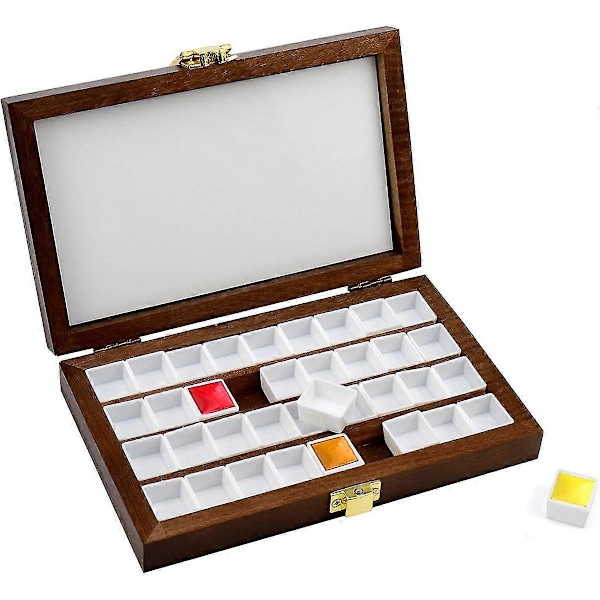 Træ Akvarel Maling Palette 36 Celler Tom Træ Maling Palette Boks Bærbar Træ Maling Palet