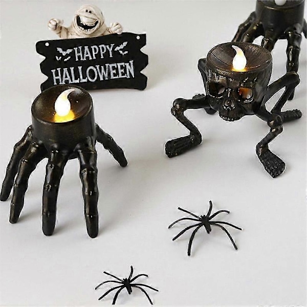 Halloween Skelet Håndlampe, LED Elektronisk Lyslys, Flammeløst Lys, Horror Halloween Indretning B
