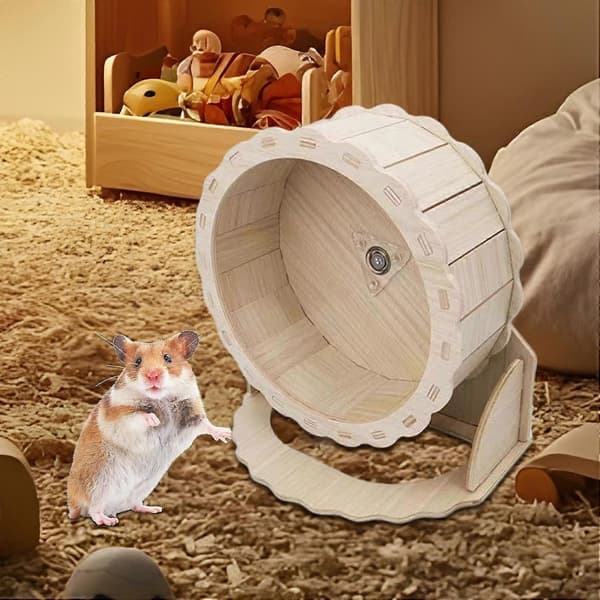 Hamsterhjul med tystgående tallrik, kullagerteknik och tippskyddad bas