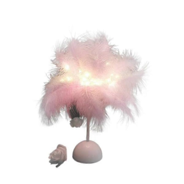 Fjer Lampeskærm Bordlampe Skærme Sengelampe Skrivebord Natlys Værelsesindretning???Pink??