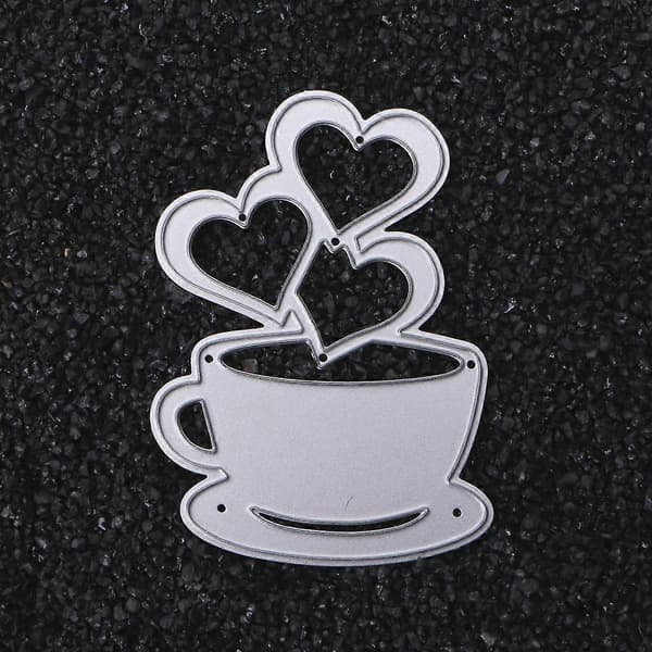 Hjerte Kaffe Skærestencils Scrapbog Album Papirkort Prægning Håndværk Sølv