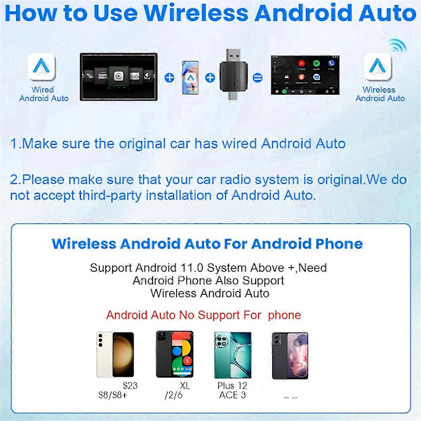 Trådløs CarPlay Android Auto Adapter 5Ghz WiFi Type-C/USB