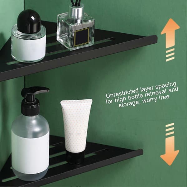 1/2 stk 304 Hjørnehyller i rustfritt stål til bad med dreneringsdesign Silver 2pcs