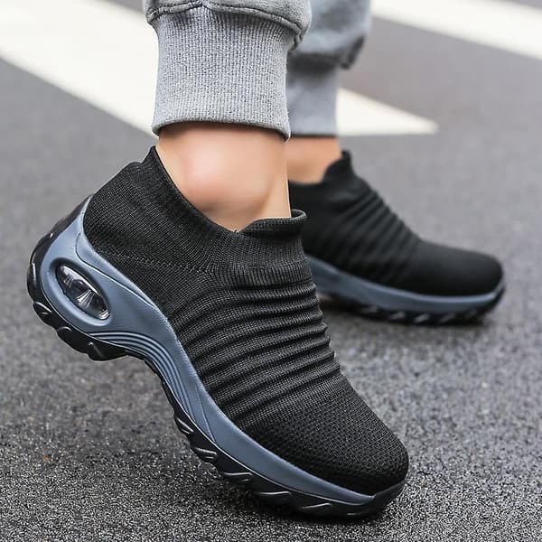 Fleksibel Ortopædisk Sko Elegante Elastiske Slip-on Flade Sko til Kvinder Mesh Overdel Åndbare Sneakers White 40
