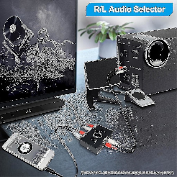 Audio Switcher Lossless Lydkildekonvertering Switch Splitter 2 Inn 1 Ut