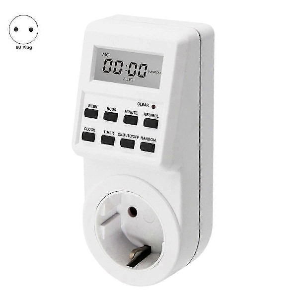 Digitaalinen pistorasia elektroninen aikakytkimellä 24h keittiön pistorasia ohjelmoitava pistorasia EU-pistoke