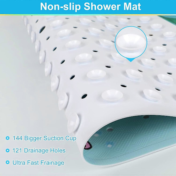 40cm*100cm Liukumaton Kylpymatto Lapsille - Erittäin Suuri Sarjakuva Vauvan Kylpymatto Ammeeseen, Delfiinikuvioinen Liukumaton Suihkumatto Imukupeilla ja Vedenpoistorei'illä