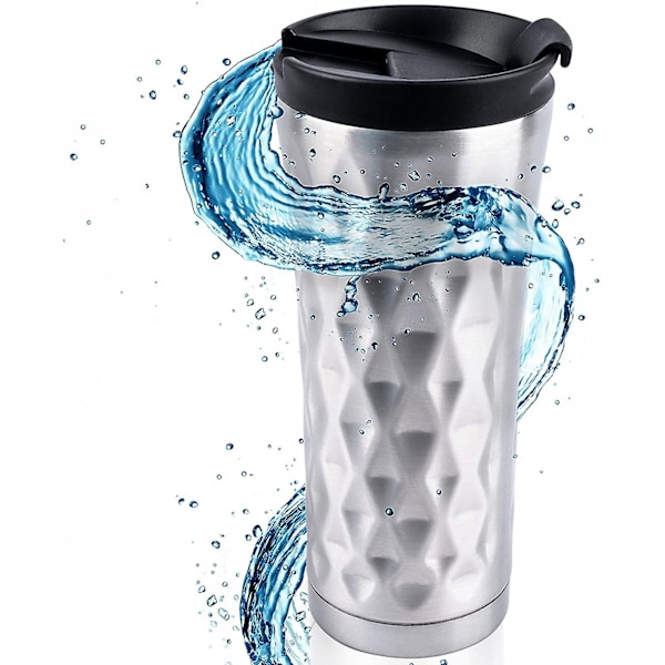 JUSCH Kaffemugg 450ml/0.45L Termos Rostfritt stål Försegling Matt Svart/Vit(WZ1568),QINWEI-439