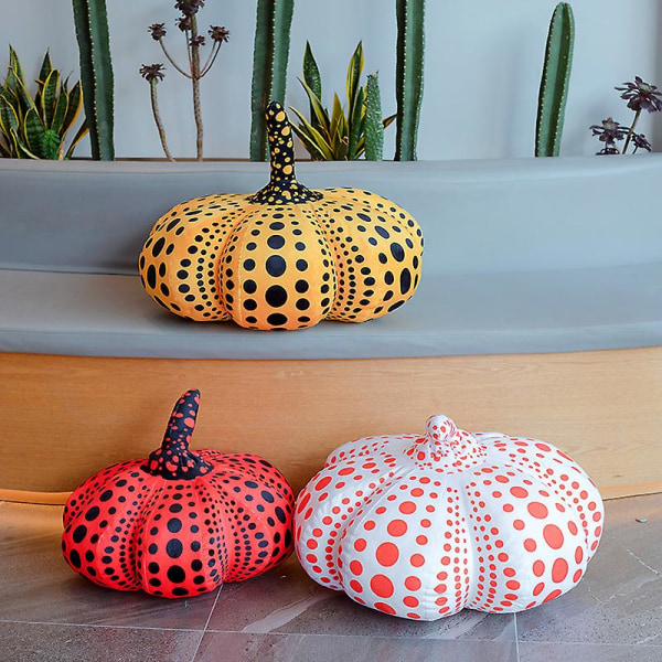 Japan Design Wave Point Dot Pumpkin Toy Halloween Pumpkin Skast Kudde Dekor Docka Baby Barn Leksaker Hem Soffa Dekor Kudde yellow about 40cm