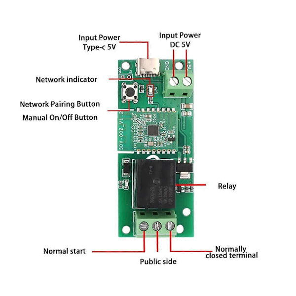 Ewelink Älykäs USB-C DC 5V DIY Yksikanavainen Bluetooth WIFI Inching Itselukittuva Langaton Älykoti