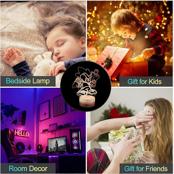 FNF Friday Night Smart Natlamper, 3D Illusion 16 Farver Bordlampe med Touch & Fjernbetjening