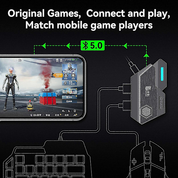 Mix Se Mobiltelefon Periferiudstyr Gamwing Mixse/elite Mobilspil Tastatur Og Mus Konverter Throne Spise Kylling Smart Trykvåben