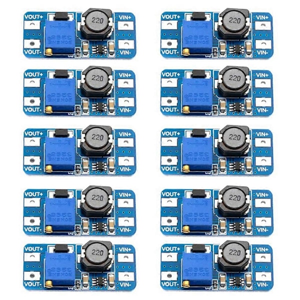 10 ST, MT3608, DC-DC-omvandlare, Boost Regulator, USB-strömodul, 2V-24V till 5V-28V, 2A Utgång, Micr