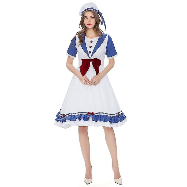 Halloween Alice Lolita Cosplay Maid Kostym Lolita Anime Girl Maid Navy Studentdräkt Hög kvalitet XL