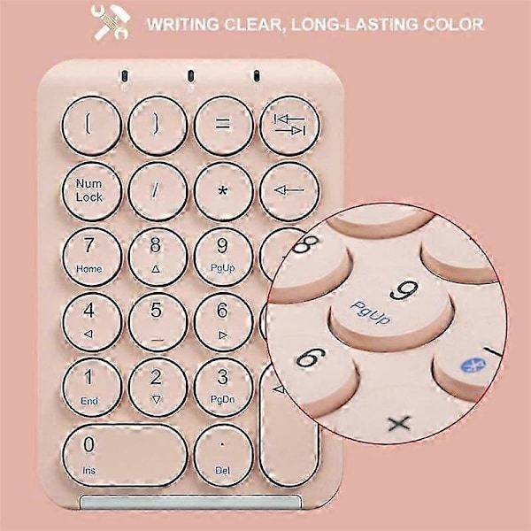 Trådløst numerisk tastatur Bluetooth numerisk tastatur Runde tastehetter Numpad 22 taster Oppladbart numerisk tastatur